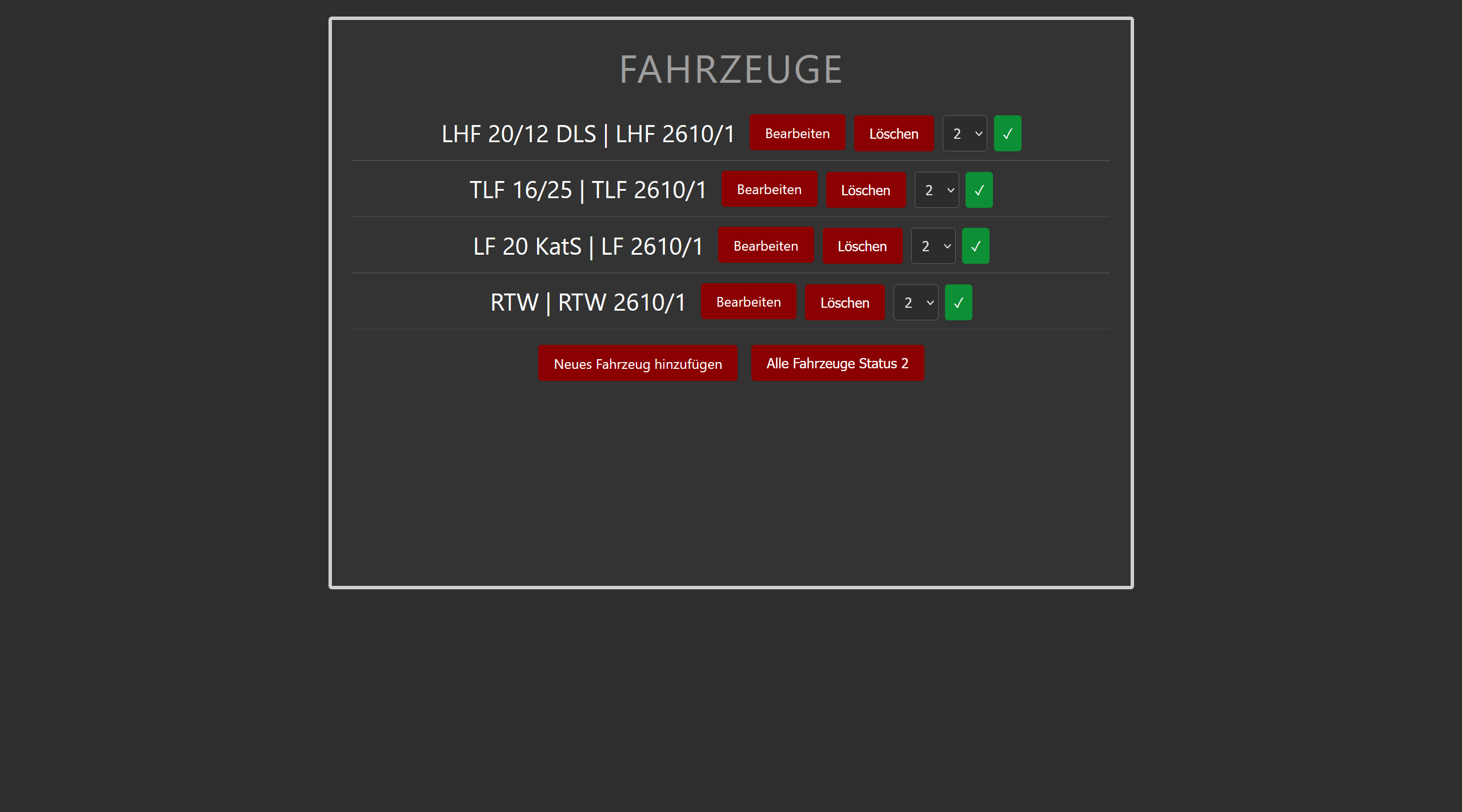 Fahrzeuge bearbeiten